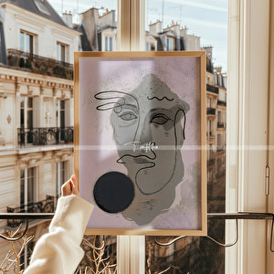 Modern Soyut Çizgi Sanatı 2'li Ahşap Çerçeveli Tablo Seti-1 21x30 cm