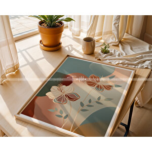 Çiçek Desenli Ahşap Çerçeveli 2'li Tablo Seti 50x70 cm