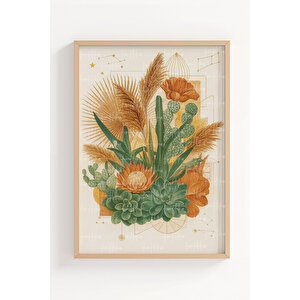 Tropikal Botanik 2’li Ahşap Çerçeveli Tablo Seti - Bitki Ve Doğa Dekoru 21x30 cm