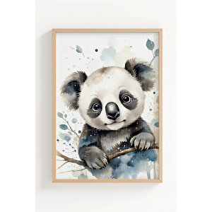 Panda Ve Koala 2’li Çocuk Odası Ahşap Çerçeveli Tablo Seti - Tatlı Dekor 50x70 cm