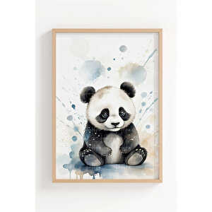 Panda Ve Koala 2’li Çocuk Odası Ahşap Çerçeveli Tablo Seti - Tatlı Dekor 50x70 cm