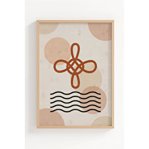 Soyut Dalga Ve Form 2’li Modern Ahşap Çerçeveli Tablo Seti - Minimalist Salon Dekoru 50x70 cm