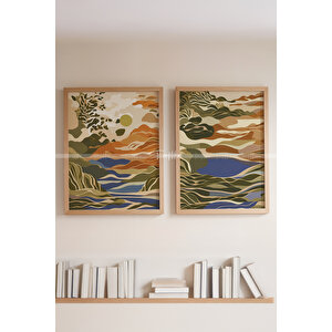 Doğanın Renkleri 2'li Ahşap Çerçeveli Tablo Seti 21x30 cm