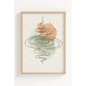 Lotus Ve Dalgalar 2’li Ahşap Çerçeveli Tablo Seti - Minimalist Doğa Dekoru 30x42 cm