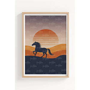 Bozkır Gün Batımı 2’li Ahşap Çerçeveli Tablo Seti - Doğa Ve Minimalist Dekor 21x30 cm