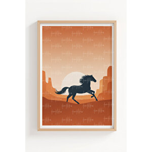 Bozkır Gün Batımı 2’li Ahşap Çerçeveli Tablo Seti - Doğa Ve Minimalist Dekor 21x30 cm