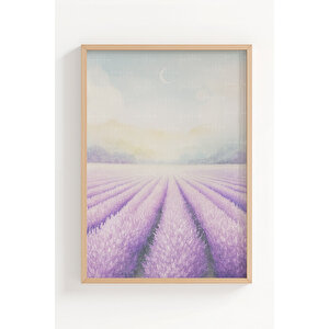 Lavanta Tarlası 2’li Ahşap Çerçeveli Tablo Seti - Doğa Temalı Duvar Dekoru 50x70 cm