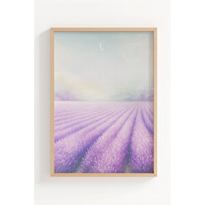 Lavanta Tarlası 2’li Ahşap Çerçeveli Tablo Seti - Doğa Temalı Duvar Dekoru 50x70 cm