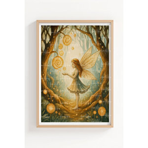 Orman Perisi 2’li Ahşap Çerçeveli Tablo Seti - Fantastik Doğa Dekoru 50x70 cm