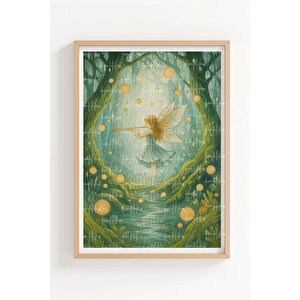 Orman Perisi 2’li Ahşap Çerçeveli Tablo Seti - Fantastik Doğa Dekoru 50x70 cm