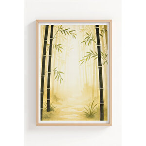 Bambu Ormanı 2’li Ahşap Çerçeveli Tablo Seti - Doğa Ve Minimalist Dekor 50x70 cm