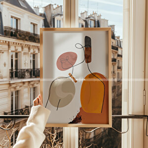 Modern Çizgi Sanatı 2'li Ahşap Çerçeveli Tablo Seti 50x70 cm