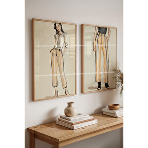 Moda Tasarım 2'li Ahşap Çerçeveli Tablo Seti-2 30x42 cm