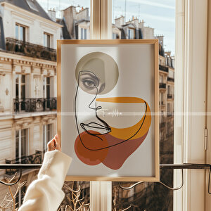 Modern Çizgi Sanatı 2'li Ahşap Çerçeveli Tablo Seti-2 30x42 cm