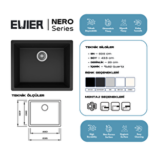 Evier Granit Evye Nero Series Beige (bej)(krem) I (53.5x43.5)