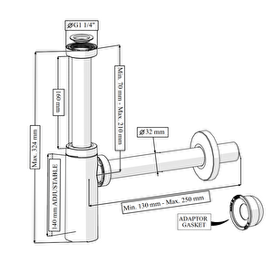 Suera Moon Ayarlanabilir Lavabo Sifonu + Elixir Pop-up Set (mat Beyaz- Taşma Delikli)
