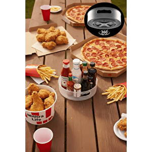 360 Derece Döner Şeffaf Flu Banyo Mutfak Düzenleyici Organizer Toparlayıcı Tepsi Mit1287