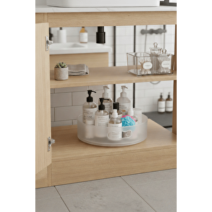 360 Derece Döner Şeffaf Flu Banyo Mutfak Düzenleyici Organizer Toparlayıcı Tepsi Mit1287