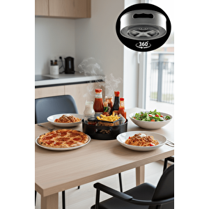 360 Derece Döner Siyah Banyo Mutfak Düzenleyici Organizer Toparlayıcı Tepsi Mit1288