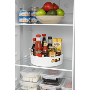 360 Derece Döner Beyaz Banyo Mutfak Düzenleyici Organizer Toparlayıcı Tepsi Mit1286
