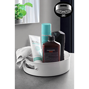 360 Derece Döner Beyaz Banyo Mutfak Düzenleyici Organizer Toparlayıcı Tepsi Mit1286