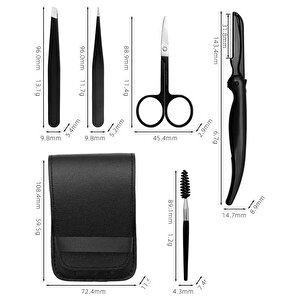 5 Parça Kaş Usturalı Deri Çantalı Cımbız Seti Siyah