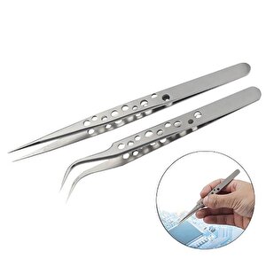 Valkyrie Ipek Kirpik Cımbız Seti Antistatik Paslanmaz Çelik Kargaburun Ve Ayırma Cımbız Seti