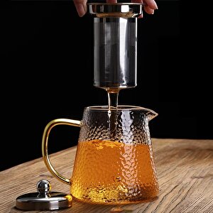 Çubuklu Zen Cam Demlik 550 Ml 6\'lı Çay Paketi Hediye