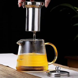 Kanlıca Zen Cam Demlik 550 Ml  6\'\'lı Çay Paketi Hediye