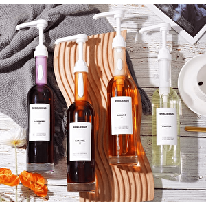 2’li Set | 250ml Pompalı Cam Şurup Şişesi- Kahve & Kokteyl İçin, 18 Çeşit Beyaz Etiket + Silikon Huni Hediyeli