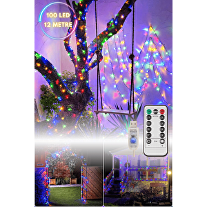 100 Ledli Usbli Kumandalı 8 Modlu Şerit Led Işık Parti Süsleme Organizasyon Renkli