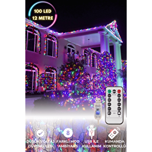 Technojet 100 Ledli Usbli Kumandalı 8 Modlu Şerit Led Işık Parti Süsleme Organizasyon