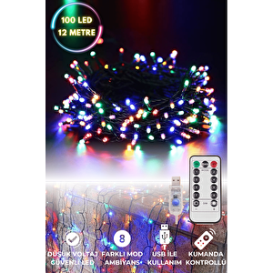 Technojet 100 Ledli Usbli Kumandalı 8 Modlu Şerit Led Işık Parti Süsleme Organizasyon