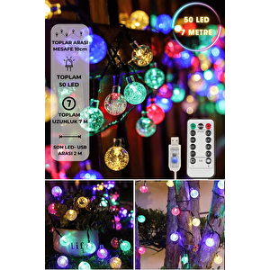 Technojet 50 Ledli Usbli Kumandalı 8 Modlu Kristal Toplu Led Işık Parti Süsleme Organizasyon