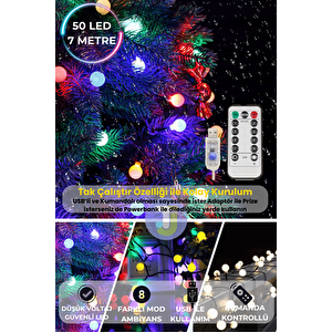 50 Top Ledli Usbli Kumandalı 8 Modlu Led Işık Parti Süsleme Organizasyon Renkli