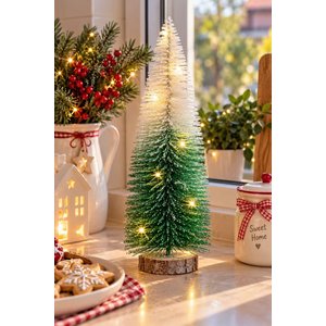 Yeşil Beyaz Çam Ağacı Led Işıklı Dekor