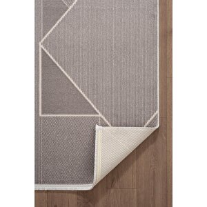 Leon Ln002z Gri Halı Modern Desen Pamuk Taban Akrilik Tozuaz Salon Yatak Odası Koridor Halısı 120x180 cm