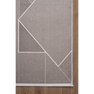 Leon Ln002z Gri Halı Modern Desen Pamuk Taban Akrilik Tozuaz Salon Yatak Odası Koridor Halısı