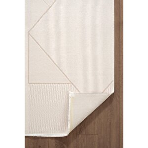 Leon Ln002w Beyaz Halı Modern Desen Pamuk Taban Akrilik Tozuaz Salon Yatak Odası Koridor Halısı