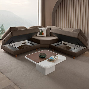 Aries Modüler Köşe Koltuk Takımı S Kahverengi Kahverengi