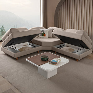 Aries Modüler Köşe Koltuk Takımı S Sütlü Kahve Sütlü Kahve