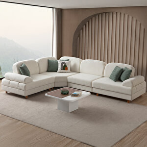 Aries Modüler Köşe Koltuk Takımı M Beyaz Beyaz