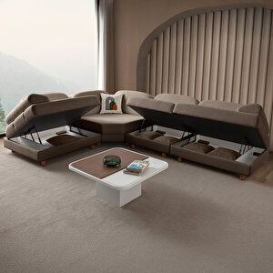 Aries Modüler Köşe Koltuk Takımı M Kahverengi Kahverengi