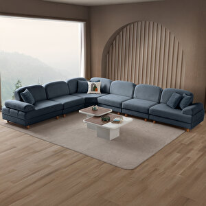 Aries Modüler Köşe Koltuk Takımı Xl Mavi Mavi