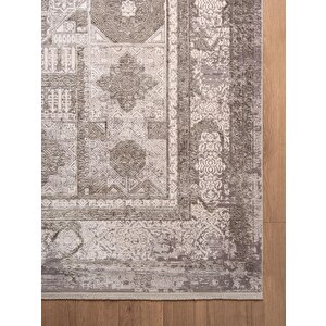 Art At004g Gri Halı Modern Desen Triko Akrilik Viskon Boyama Yüksek Sıklık Ipek Serisi