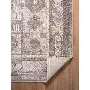 Art At004g Gri Halı Modern Desen Triko Akrilik Viskon Boyama Yüksek Sıklık Ipek Serisi