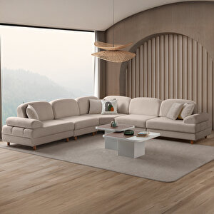 Aries Modüler Köşe Koltuk Takımı L Sütlü Kahve Sütlü Kahve