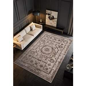 Art At004g Gri Halı Modern Desen Triko Akrilik Viskon Boyama Yüksek Sıklık Ipek Serisi 240x340 cm