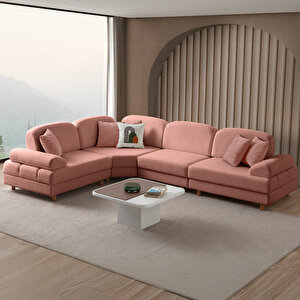 Aries Modüler Köşe Koltuk Takımı M Pembe Pembe