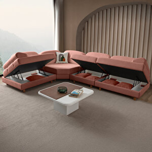 Aries Modüler Köşe Koltuk Takımı M Pembe Pembe